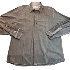 John Lennon Inspired Yoko Ono Mens Button Down Shirt Gray SZ XL - Beatles